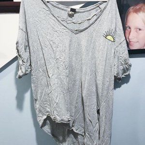 FREE PEOPLE side tie embroidered tee